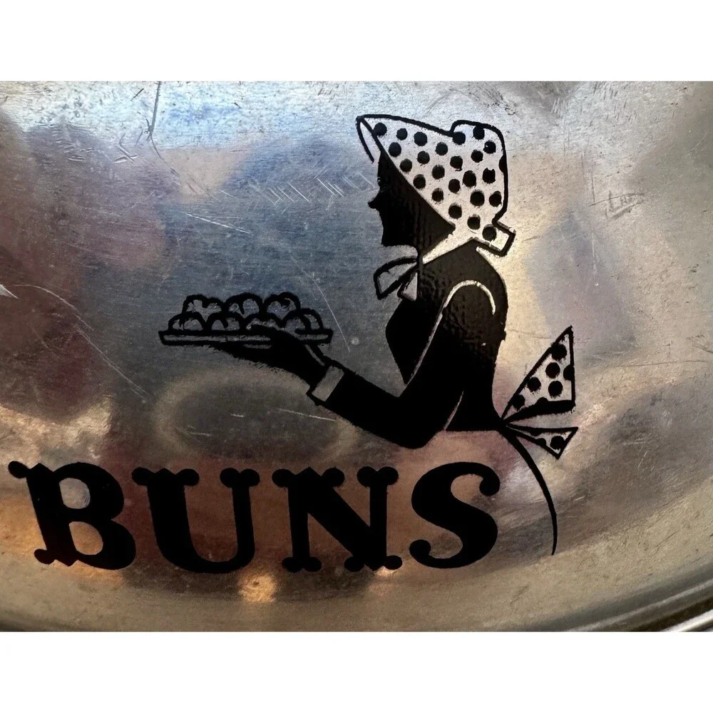 Vintage West Bend Aluminum Serving Oven Bun Warmer Buns Girl Graphic 3 Piece MCM